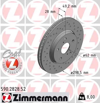 Brzdový kotouč ZIMMERMANN 590.2828.52 – OE 43512-F4010