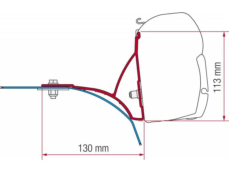 Adaptér montážní sada Fiamma Kit Fiat Ducato with Roof Rack pro markýzy F45 (od 6/2006), 3 držáky 12 cm 305942
