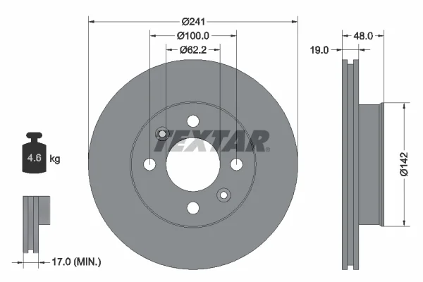 Brzdový kotouč TEXTAR 92134103 – OE 517121C000