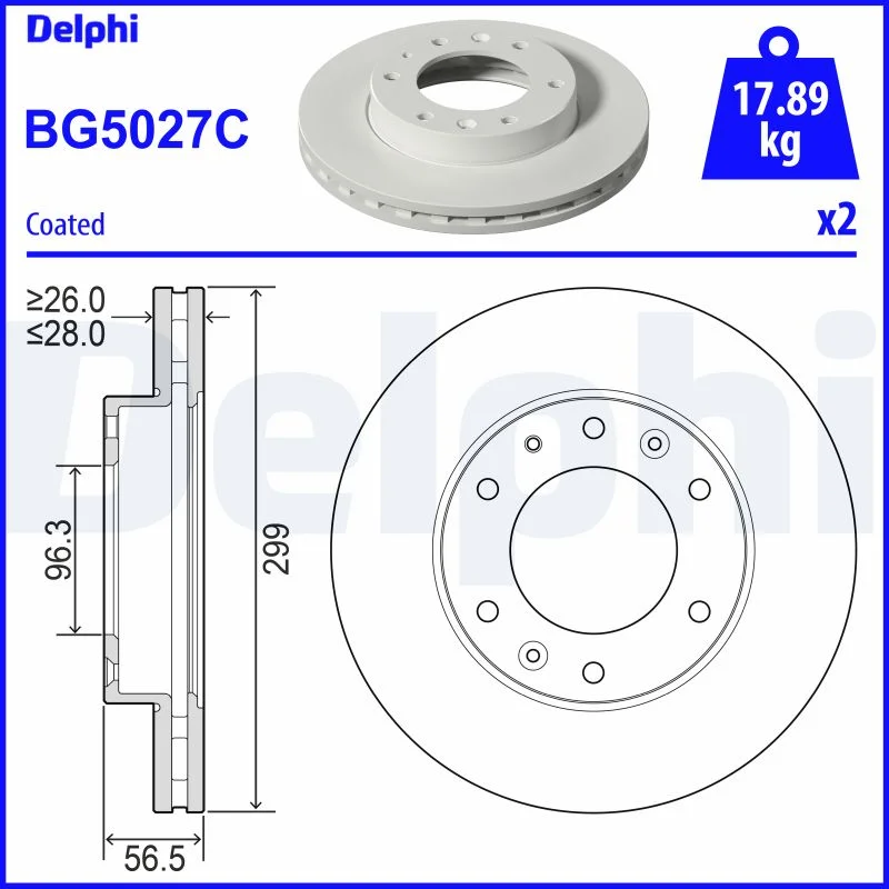 Brzdový kotouč DELPHI BG5027C – OE 5176159000