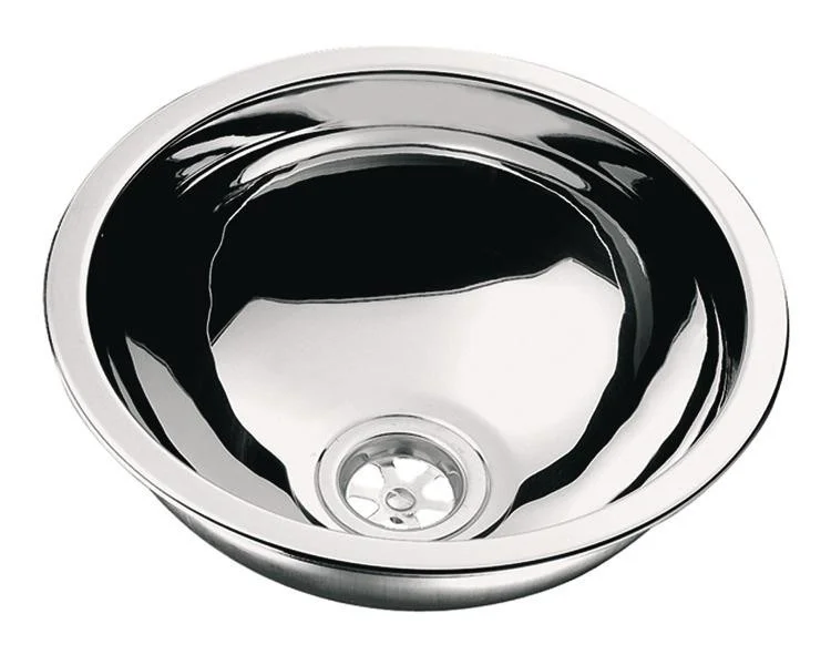 Dřez nerezový kruhový průměr 290 mm hloubka 120 mm vestavný pro kuchyně a koupelny v karavanech 309426