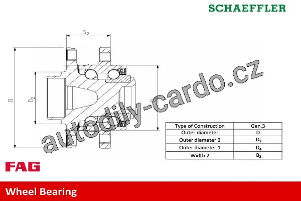 Sada ložisek kol FAG 713644070 - OPEL ASTRA G F69_ 1.7 CDTI / kW: 59/ 04.2003->