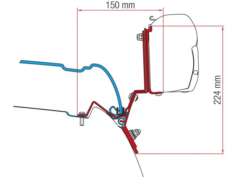 Adaptér na uchycení markýzy Fiamma F45S délky 260 cm a F35pro délky 270 cm na stěnu Mercedes V-Class Marco Polo L2/H1 (2014-) 305940