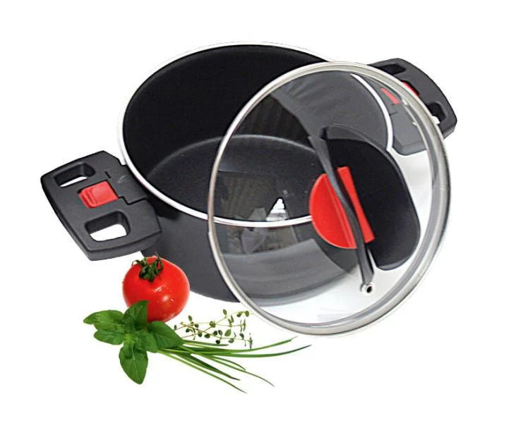 Hrnec kempingový hliníkový nepřilnavý průměr 16 cm objem 1,5 l se sklopnými rukojeťmi pro vaření v karavanech a obytných autech 306516