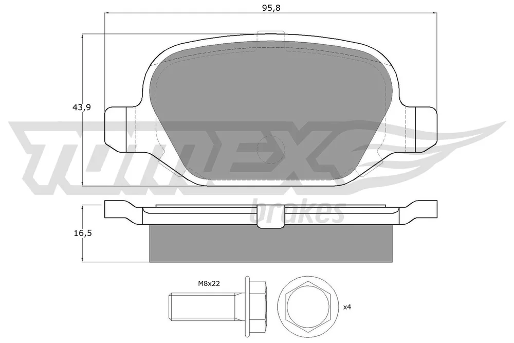 Sada brzdových destiček, kotoučová brzda Tomex Brakes TX12-70