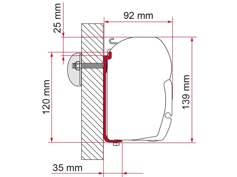 Sada adaptérů nástěnných AS 120 pro markýzy F45 délka 260 až 400 cm sada 3 ks Fiamma pro karavany a obytné vozy 305959