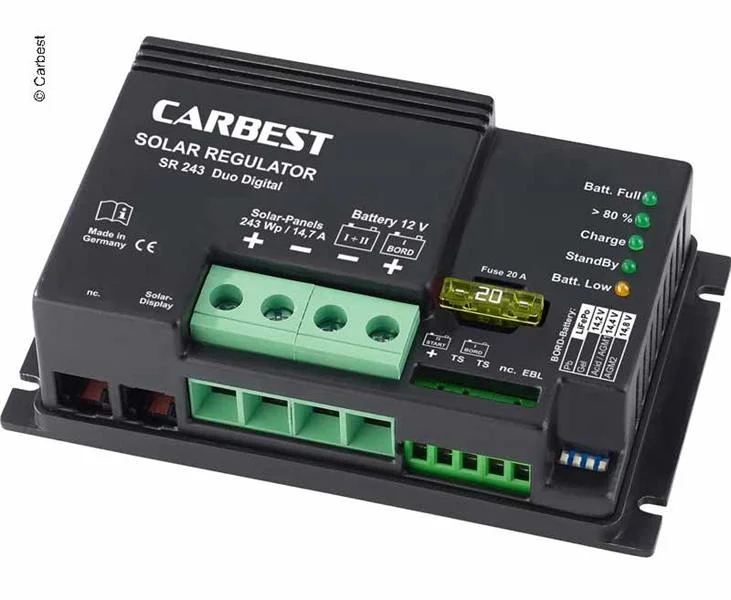 Regulátor solární Carbest SR243 Duo Digital, 240 Wp, 12 V, pro dvě baterie 308238