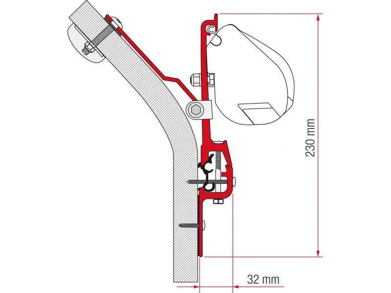 Adaptér střešní Fiamma pro markýzu F35 Pro, pro karavany Eriba Touring, sada 2 kusy (8 cm), originální držáky 306017