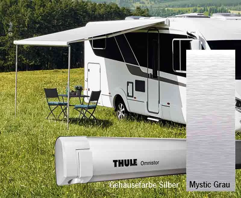 Markýza kazetová nástěnná Thule Omnistor 5200, 1,9 m (pouzdro Stříbrná, plátno Mystic Grey, výsuv 1,4 m) 312452