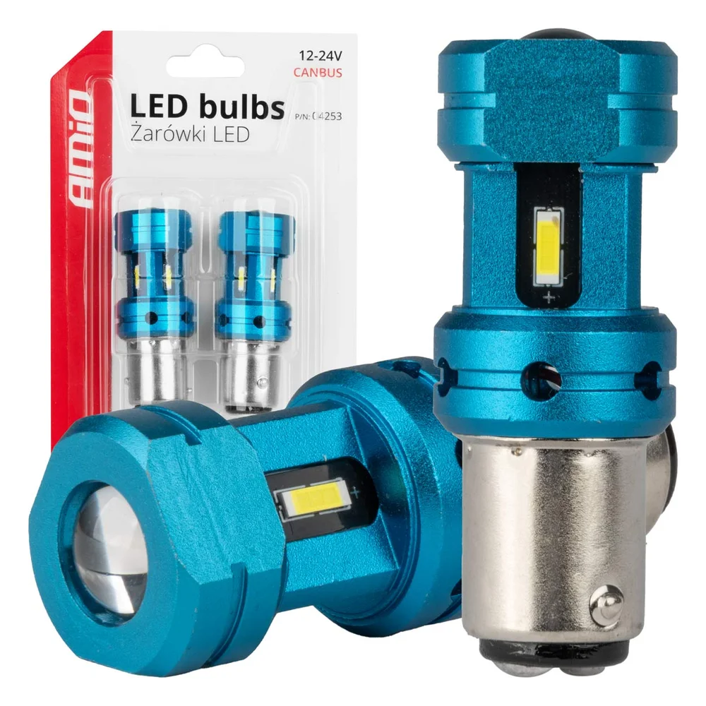 LED žárovky CANBUS 1157 BAY15D P21/5W 4SMD 1860 Bílé 12V 24V AMiO-04253
