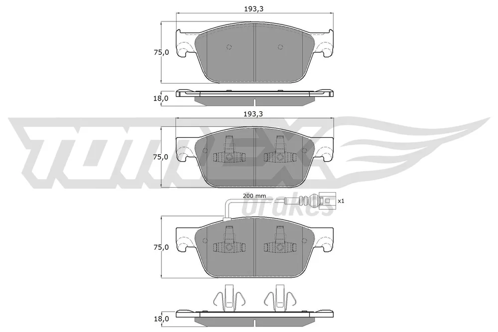 Sada brzdových destiček, kotoučová brzda Tomex Brakes TX16-46