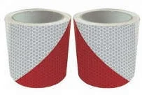 Páska reflexní samolepící červeno bílé pravé šrafování, šířka 10 cm, metráž, reflexní třída 2 708320
