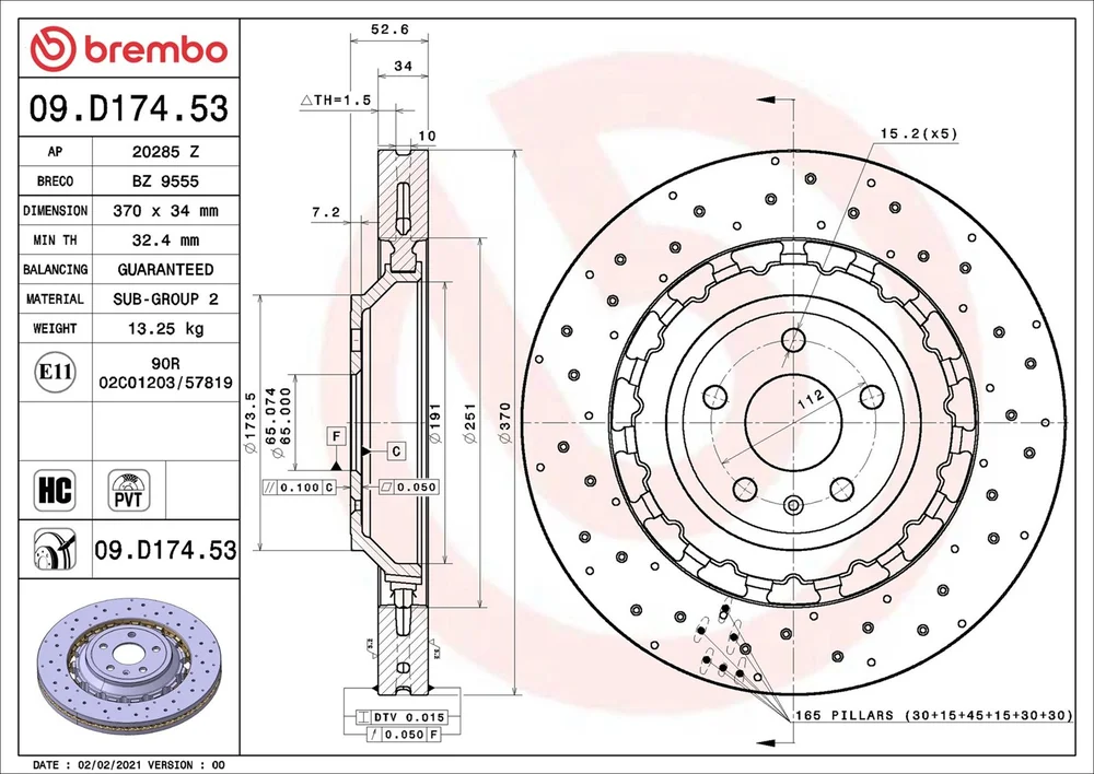 Brzdový kotouč BREMBO 09.D174.53